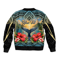 Personalized Masefau American Samoa Whale Bomber Jacket Polynesian Tribal Pattern Tropical Hibiscus TS04 - Polynesian Pride