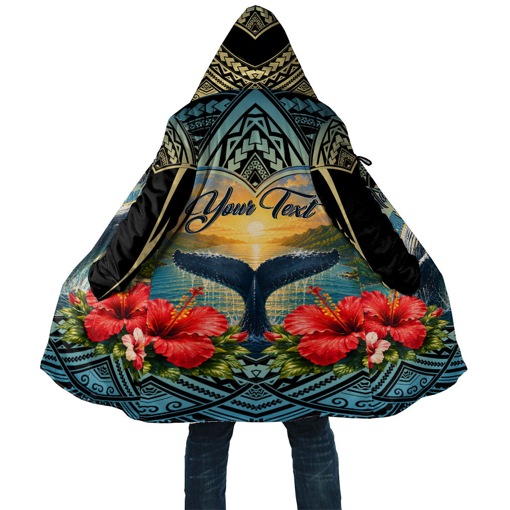 Personalized Masefau American Samoa Whale Cloak Polynesian Tribal Pattern Tropical Hibiscus