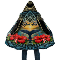 Personalized Masefau American Samoa Whale Cloak Polynesian Tribal Pattern Tropical Hibiscus TS04 Unisex Black Blue - Polynesian Pride