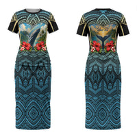 Personalized Masefau American Samoa Whale Couples Matching Short Sleeve Bodycon Dress and Hawaiian Shirt Polynesian Tribal Pattern Tropical Hibiscus TS04 - Polynesian Pride