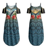 Personalized Masefau American Samoa Whale Couples Matching Summer Maxi Dress and Hawaiian Shirt Polynesian Tribal Pattern Tropical Hibiscus