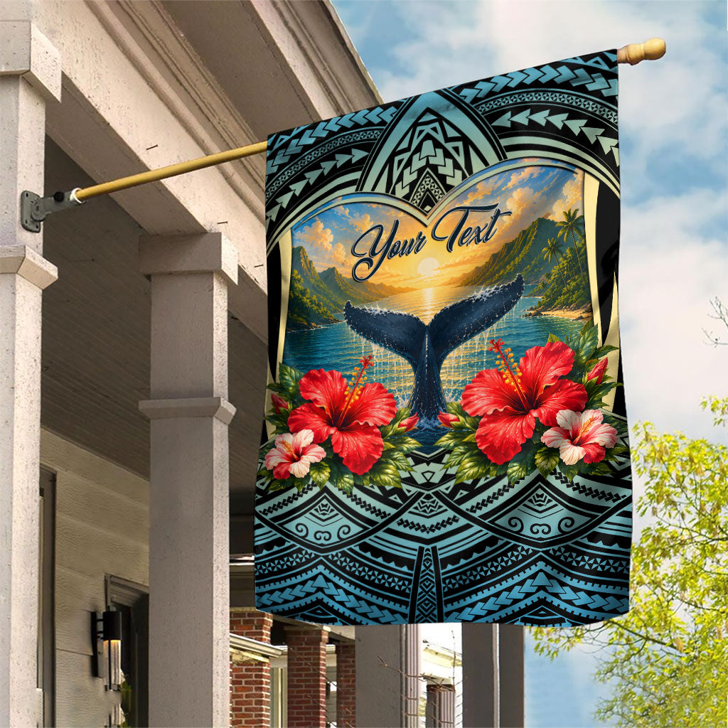 Personalized Masefau American Samoa Whale Garden Flag Polynesian Tribal Pattern Tropical Hibiscus