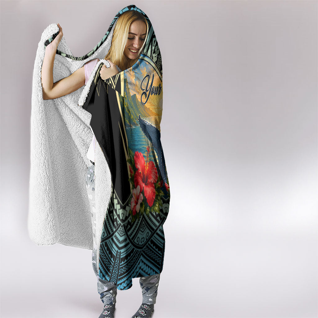 Personalized Masefau American Samoa Whale Hooded Blanket Polynesian Tribal Pattern Tropical Hibiscus TS04 - Polynesian Pride
