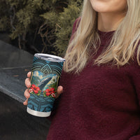 Personalized Masefau American Samoa Whale Tumbler Cup Polynesian Tribal Pattern Tropical Hibiscus