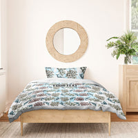 Personalized Masefau American Samoa Bedding Set Vintage Whale Hibiscus Ocean Waves