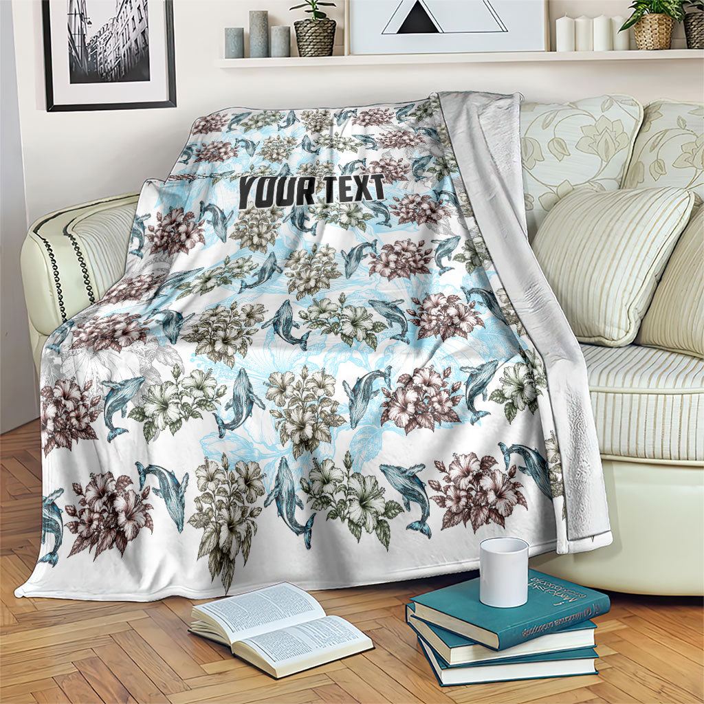 Personalized Masefau American Samoa Blanket Vintage Whale Hibiscus Ocean Waves