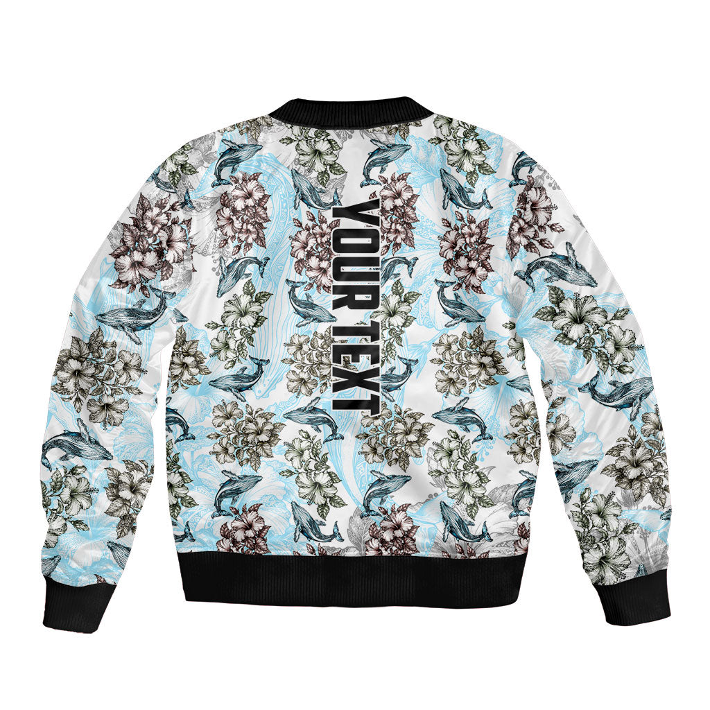 Personalized Masefau American Samoa Bomber Jacket Vintage Whale Hibiscus Ocean Waves