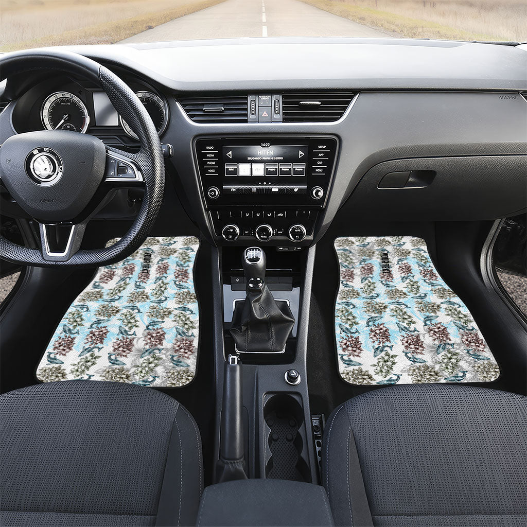 Personalized Masefau American Samoa Car Mats Vintage Whale Hibiscus Ocean Waves