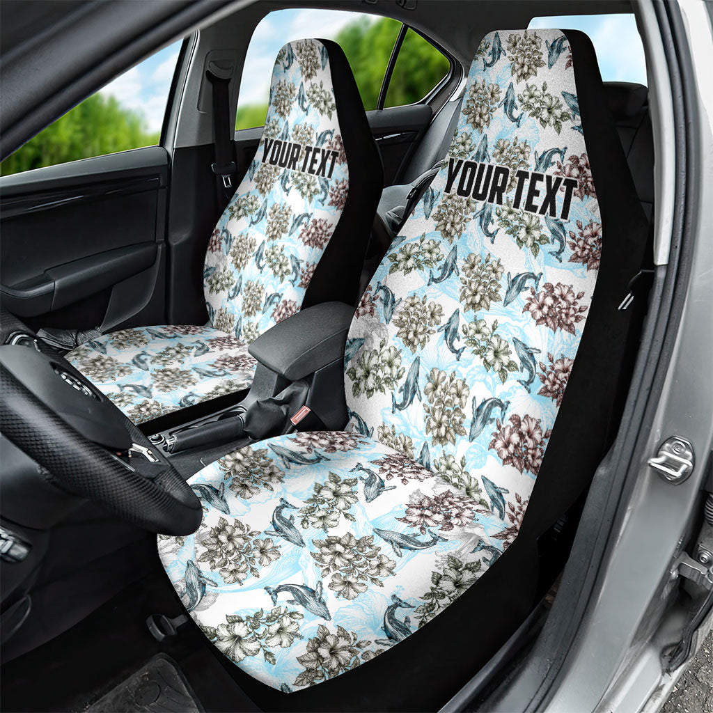Personalized Masefau American Samoa Car Seat Cover Vintage Whale Hibiscus Ocean Waves