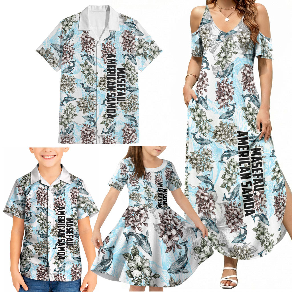 Personalized Masefau American Samoa Family Matching Summer Maxi Dress and Hawaiian Shirt Vintage Whale Hibiscus Ocean Waves TS04 - Polynesian Pride