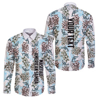 Personalized Masefau American Samoa Family Matching Summer Maxi Dress and Hawaiian Shirt Vintage Whale Hibiscus Ocean Waves TS04 Dad's Shirt - Long Sleeve White Blue - Polynesian Pride