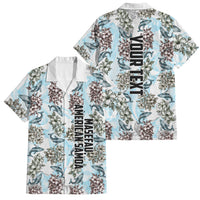 Personalized Masefau American Samoa Family Matching Tank Maxi Dress and Hawaiian Shirt Vintage Whale Hibiscus Ocean Waves TS04 Dad's Shirt - Short Sleeve White Blue - Polynesian Pride