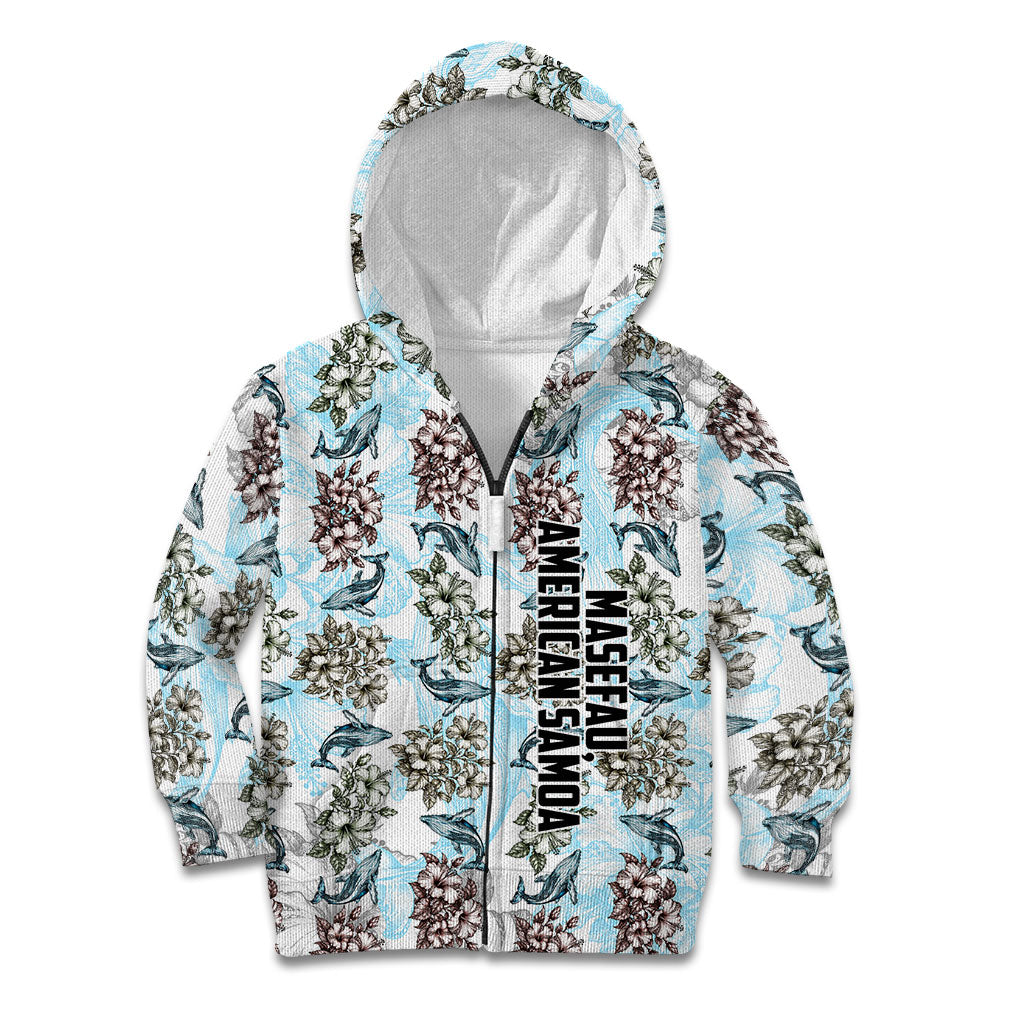 Personalized Masefau American Samoa Kid Hoodie Vintage Whale Hibiscus Ocean Waves