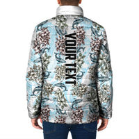 Personalized Masefau American Samoa Padded Jacket Vintage Whale Hibiscus Ocean Waves