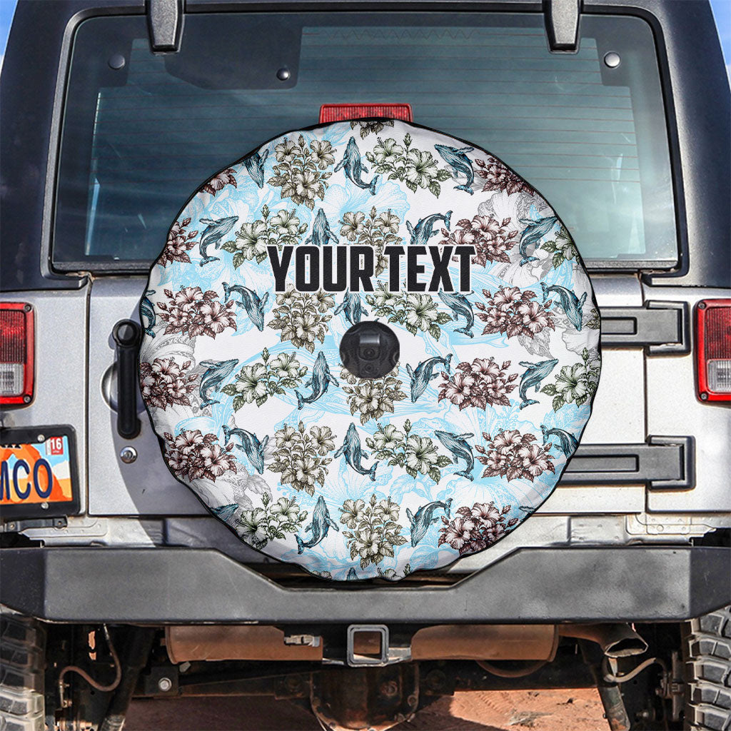Personalized Masefau American Samoa Spare Tire Cover Vintage Whale Hibiscus Ocean Waves