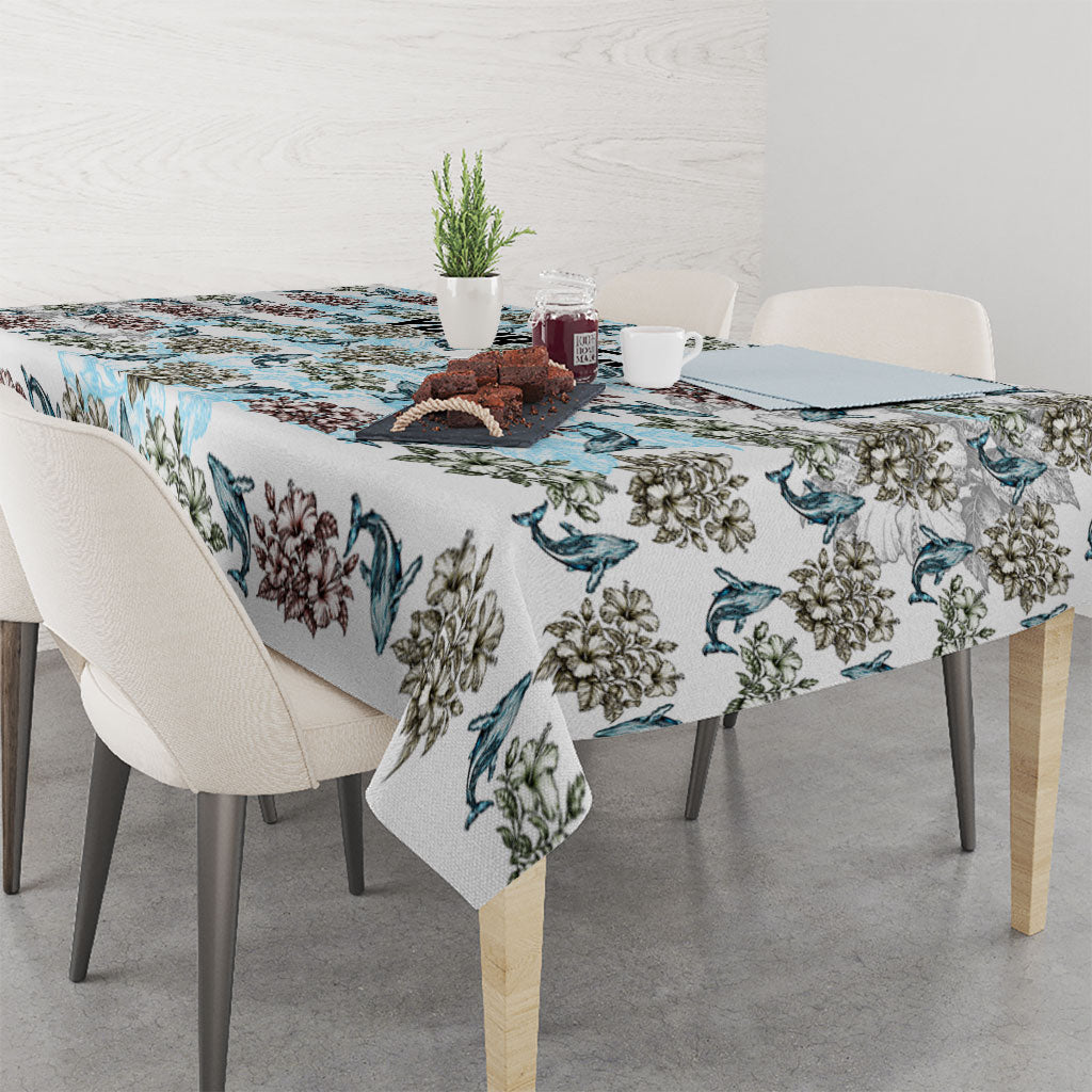 Personalized Masefau American Samoa Tablecloth Vintage Whale Hibiscus Ocean Waves TS04 - Polynesian Pride