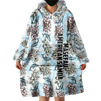 Personalized Masefau American Samoa Wearable Blanket Hoodie Vintage Whale Hibiscus Ocean Waves