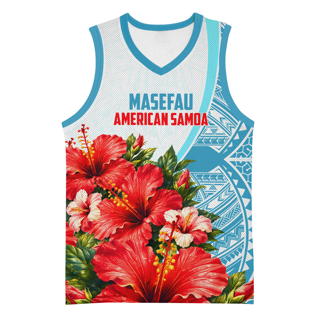 Personalized American Samoa Masefau Basketball Jersey Hibiscus Tropical Floral Whale Polynesian Tribal Pattern