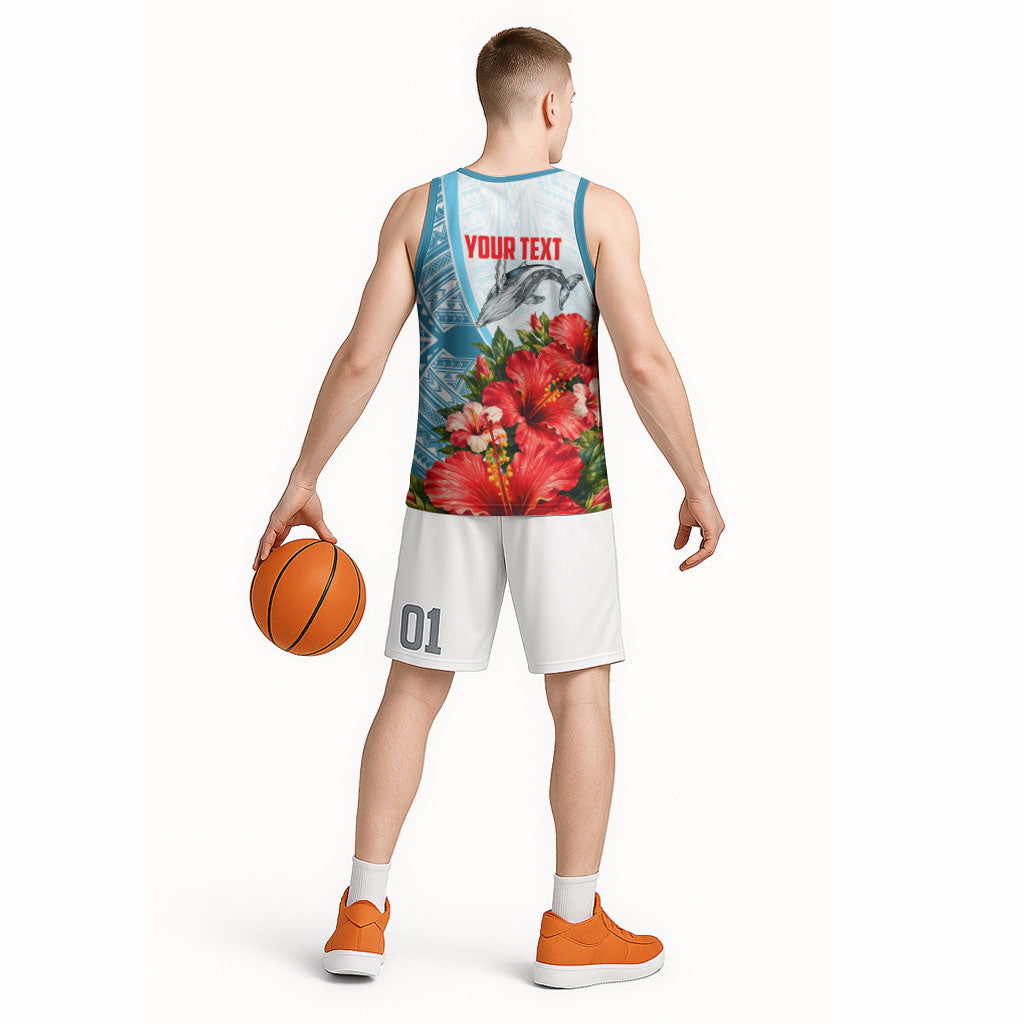 Personalized American Samoa Masefau Basketball Jersey Hibiscus Tropical Floral Whale Polynesian Tribal Pattern