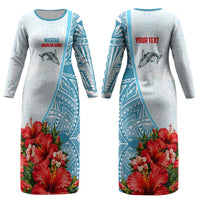 Personalized American Samoa Masefau Couples Matching Long Sleeve Bodycon Dress and Hawaiian Shirt Hibiscus Tropical Floral Whale Polynesian Tribal Pattern TS04 - Polynesian Pride