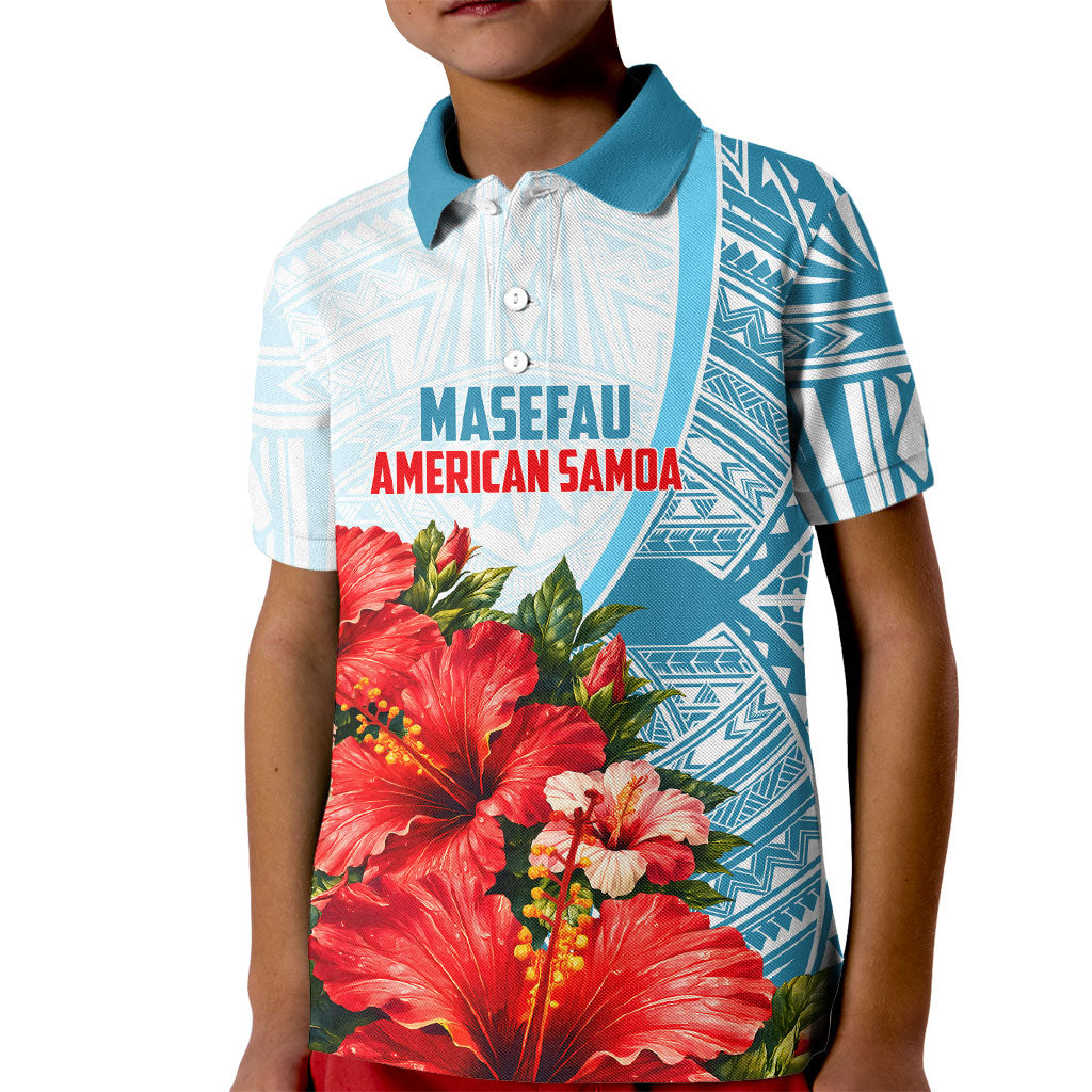 Personalized American Samoa Masefau Kid Polo Shirt Hibiscus Tropical Floral Whale Polynesian Tribal Pattern