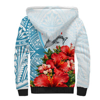 Personalized American Samoa Masefau Sherpa Hoodie Hibiscus Tropical Floral Whale Polynesian Tribal Pattern