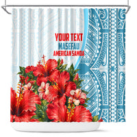 Personalized American Samoa Masefau Shower Curtain Hibiscus Tropical Floral Whale Polynesian Tribal Pattern