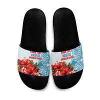 Personalized American Samoa Masefau Slide Sandals Hibiscus Tropical Floral Whale Polynesian Tribal Pattern