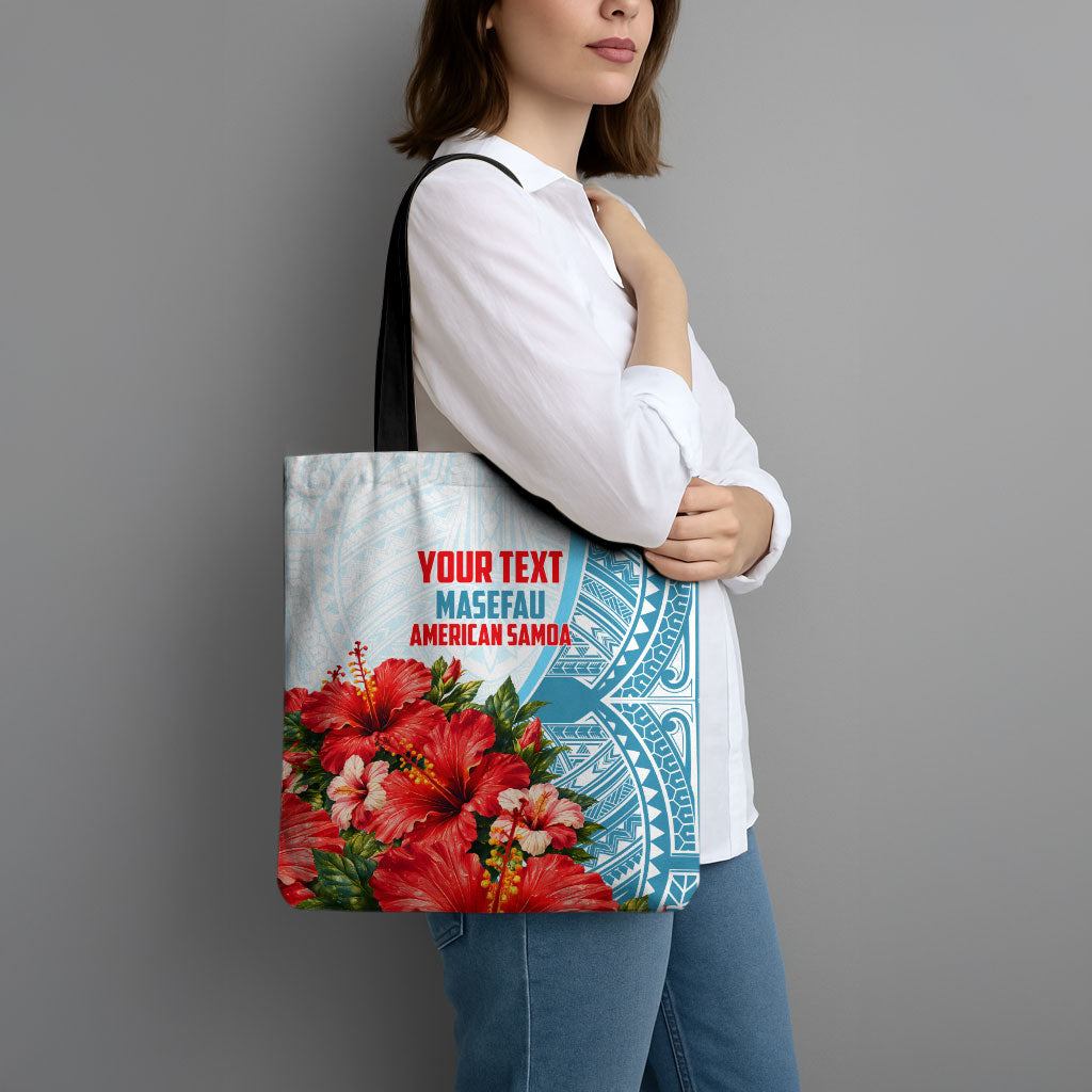 Personalized American Samoa Masefau Tote Bag Hibiscus Tropical Floral Whale Polynesian Tribal Pattern