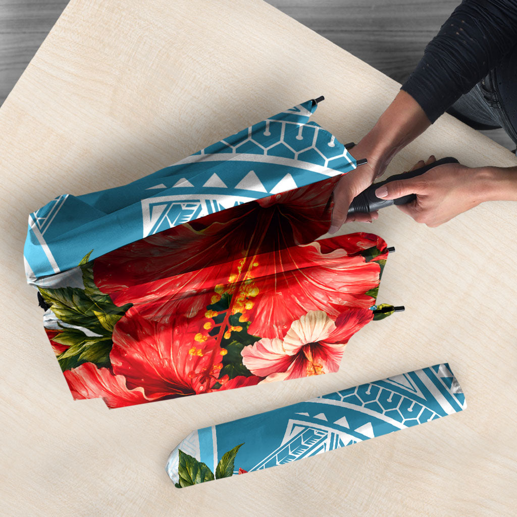 Personalized American Samoa Masefau Umbrella Hibiscus Tropical Floral Whale Polynesian Tribal Pattern TS04 - Polynesian Pride