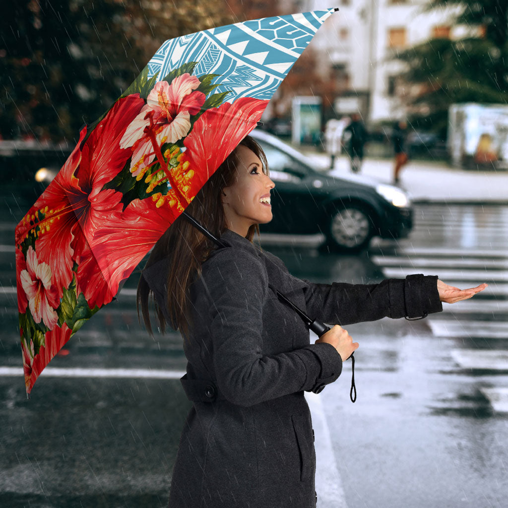 Personalized American Samoa Masefau Umbrella Hibiscus Tropical Floral Whale Polynesian Tribal Pattern TS04 - Polynesian Pride