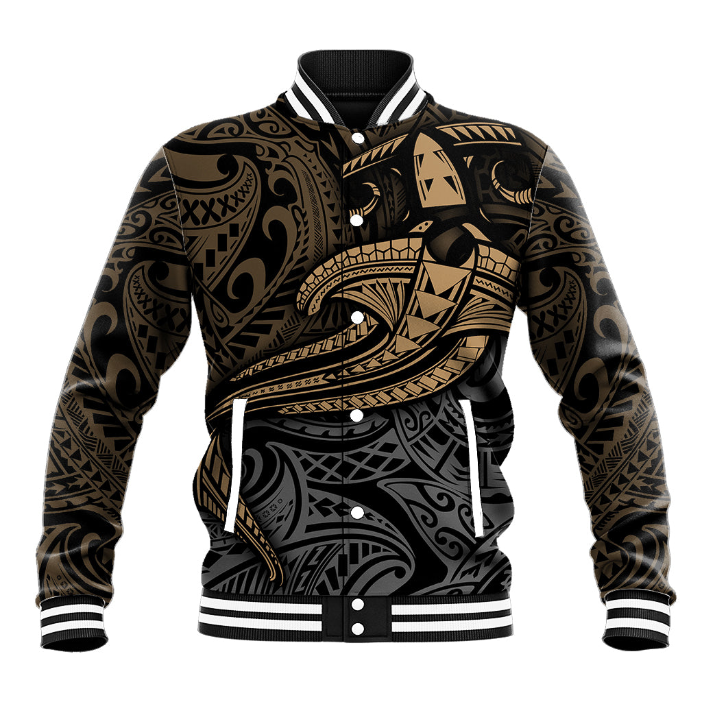 Polynesian Baseball Jacket Hammerhead Shark Tribal Pattern TS04 Unisex Black Yellow - Polynesian Pride