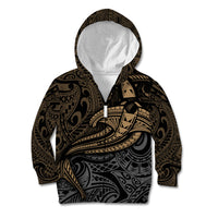 Polynesian Kid Hoodie Hammerhead Shark Tribal Pattern TS04 Zip Hoodie Black/Yellow - Polynesian Pride