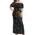 Polynesian Off Shoulder Maxi Dress Hammerhead Shark Tribal Pattern TS04 Women Black/Yellow - Polynesian Pride