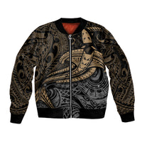 Polynesian Sleeve Zip Bomber Jacket Hammerhead Shark Tribal Pattern TS04 Unisex Black Yellow - Polynesian Pride