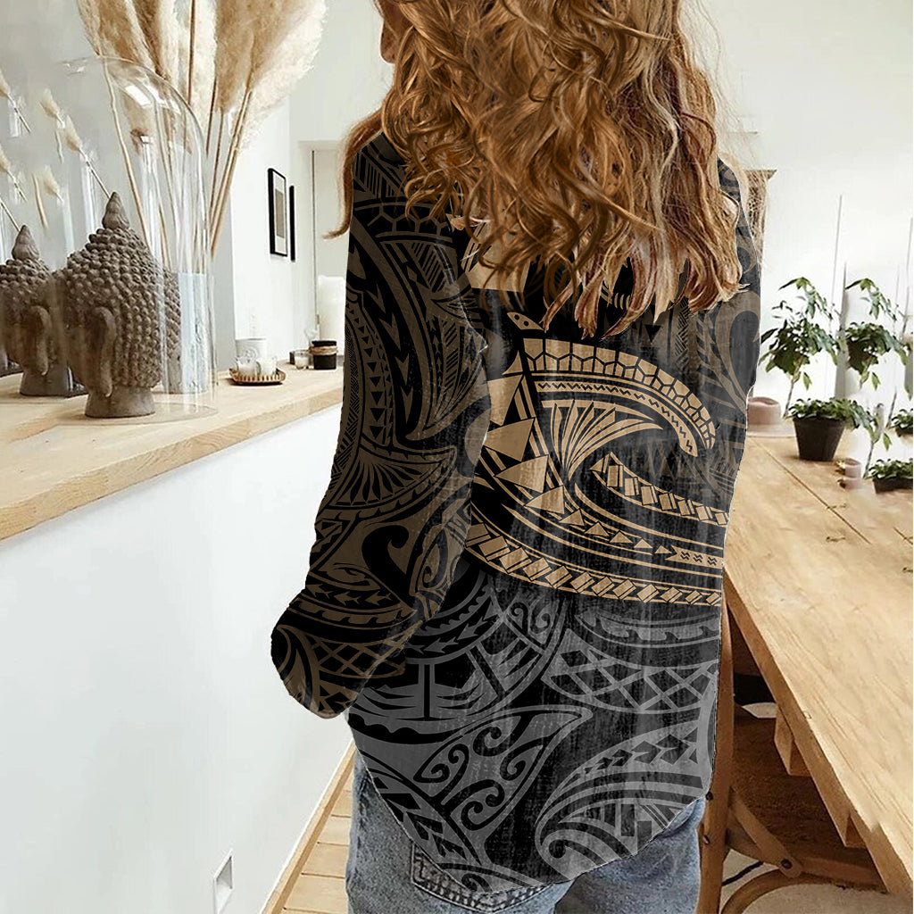 Polynesian Women Casual Shirt Hammerhead Shark Tribal Pattern TS04 - Polynesian Pride