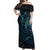 Polynesian Whale Off Shoulder Maxi Dress TS04 Women Black/Cyan - Polynesian Pride