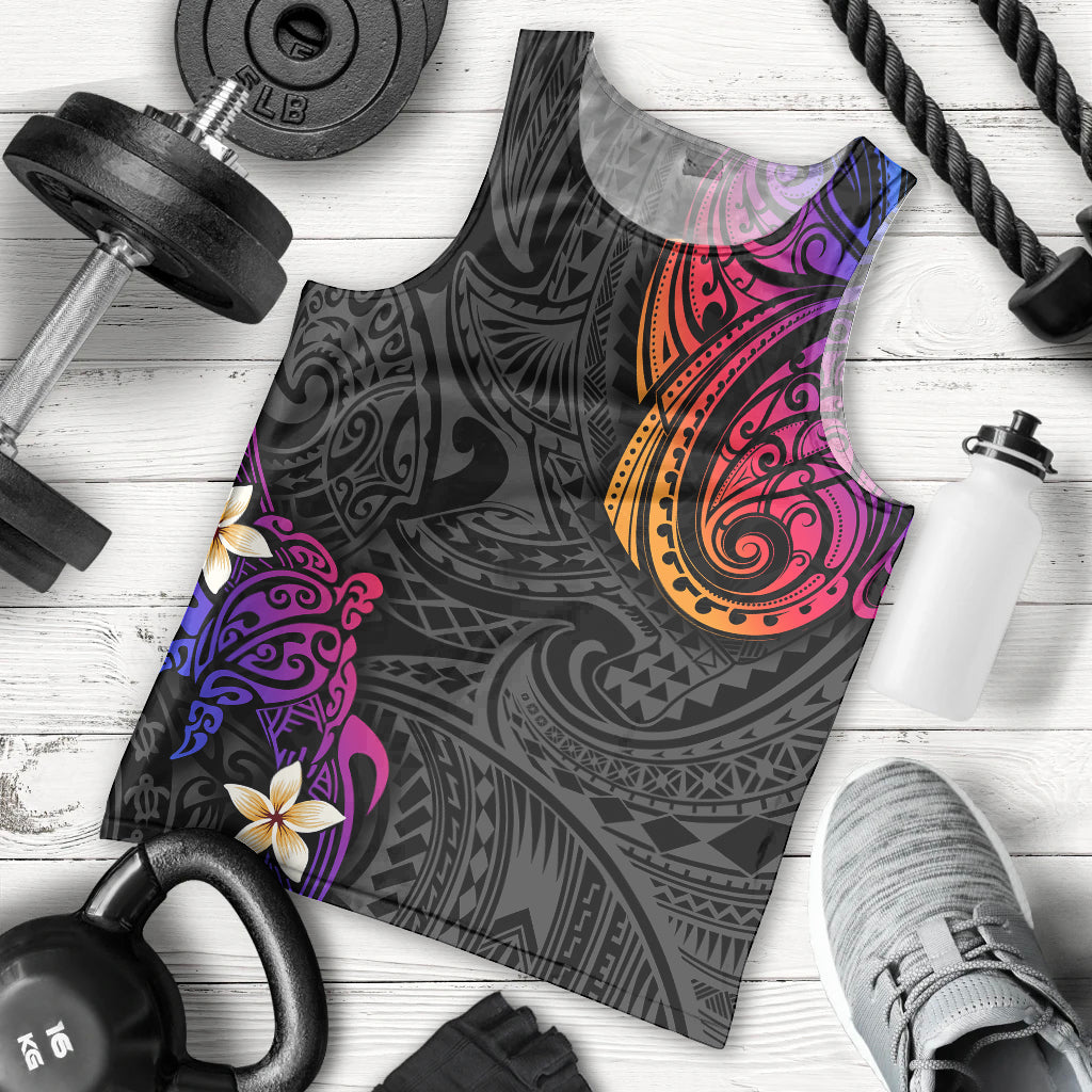 Turtle and Plumeria - Polynesian Men Tank Top TS04 Gradient - Polynesian Pride