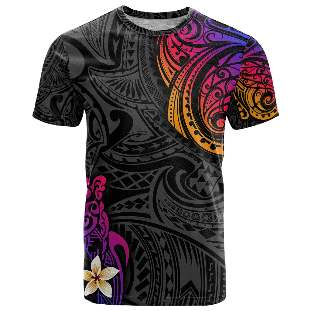 Turtle and Plumeria - Polynesian T Shirt TS04 Gradient - Polynesian Pride