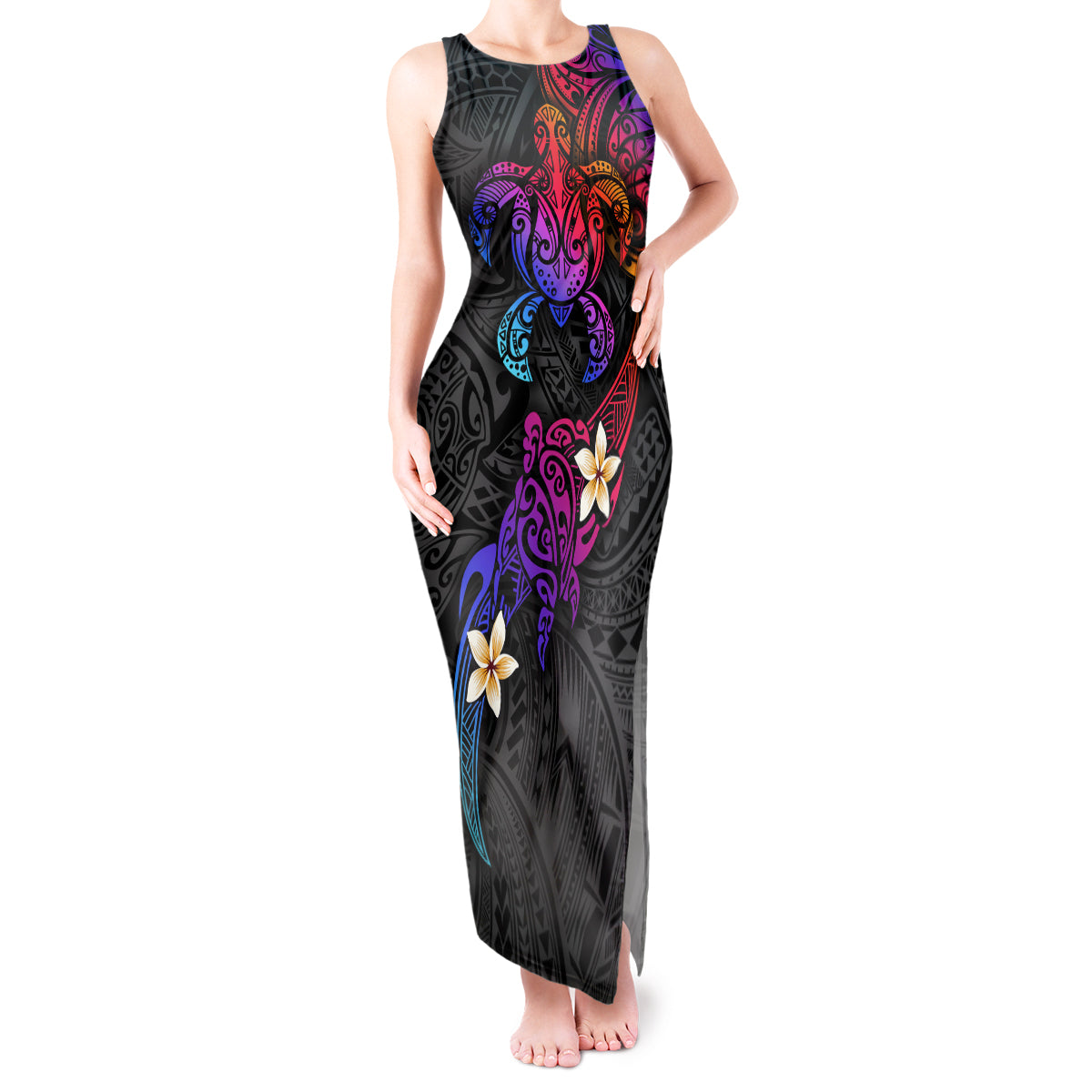 Turtle and Plumeria - Polynesian Tank Maxi Dress TS04 Women Gradient - Polynesian Pride