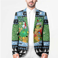 Micronesia Christmas Blazer with Santa Turtle Coral Reef and Holiday Ocean Pattern - Polynesian Pride