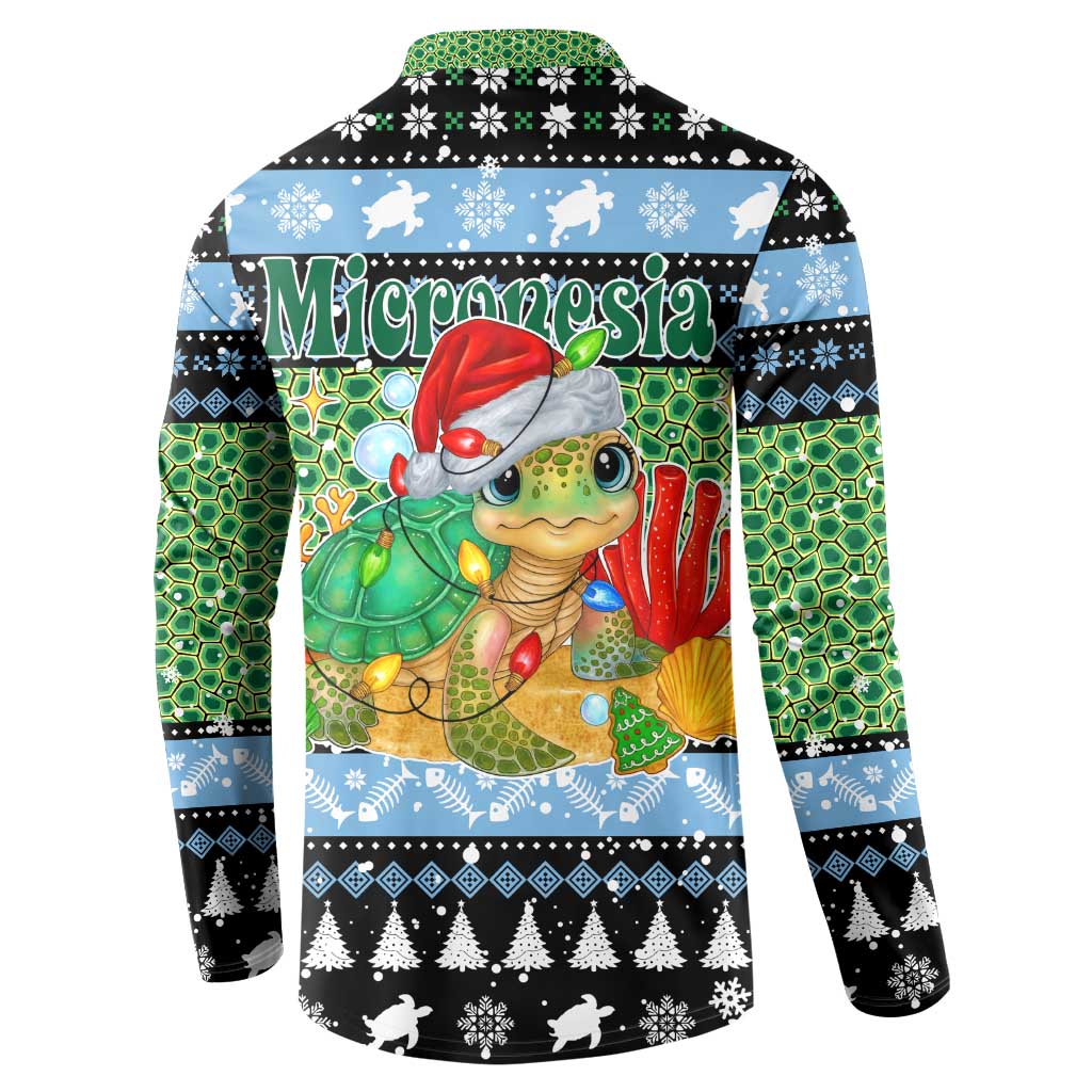 Micronesia Christmas Button Sweatshirt with Santa Turtle Coral Reef and Holiday Ocean Pattern TS04 - Polynesian Pride