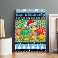 Micronesia Christmas Canvas Wall Art with Santa Turtle Coral Reef and Holiday Ocean Pattern TS04 - Polynesian Pride