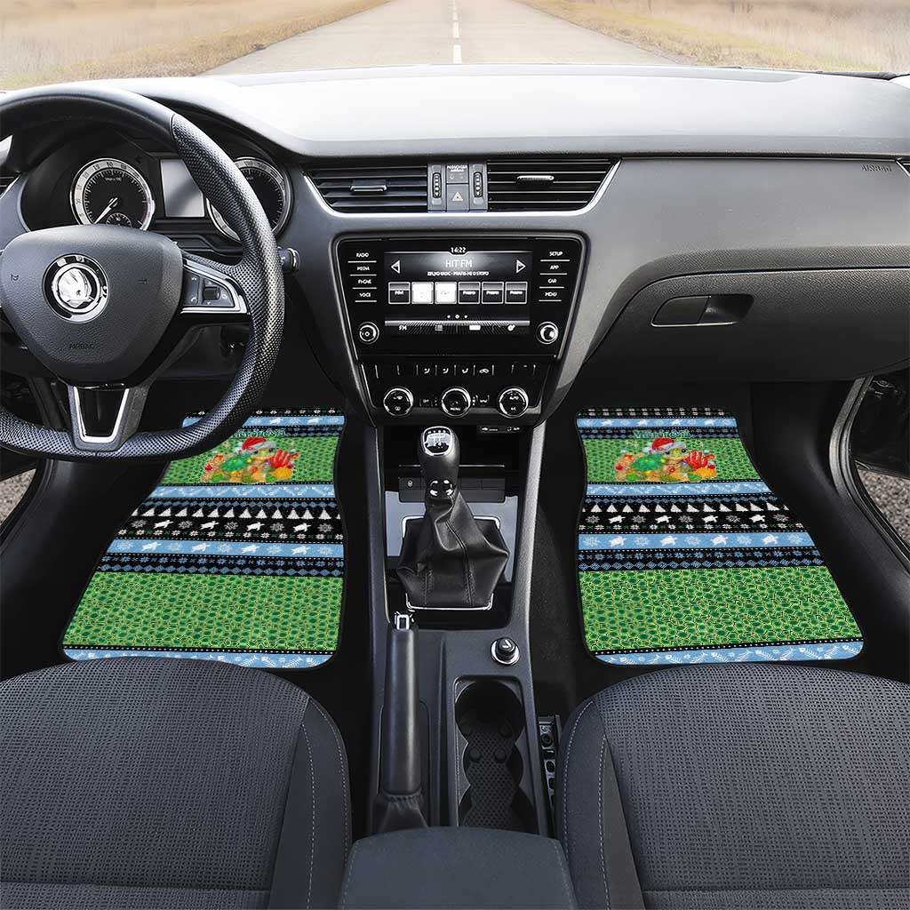 Micronesia Christmas Car Mats with Santa Turtle Coral Reef and Holiday Ocean Pattern - Polynesian Pride
