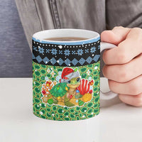 Micronesia Christmas Ceramic Mug with Santa Turtle Coral Reef and Holiday Ocean Pattern - Polynesian Pride