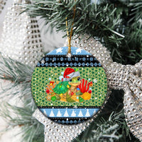 Micronesia Christmas Ceramic Ornament with Santa Turtle Coral Reef and Holiday Ocean Pattern TS04 - Polynesian Pride