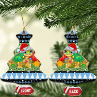 Micronesia Christmas Ceramic Ornament with Santa Turtle Coral Reef and Holiday Ocean Pattern TS04 Christmas Tree Black Green - Polynesian Pride