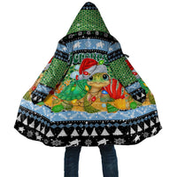 Micronesia Christmas Cloak with Santa Turtle Coral Reef and Holiday Ocean Pattern - Polynesian Pride