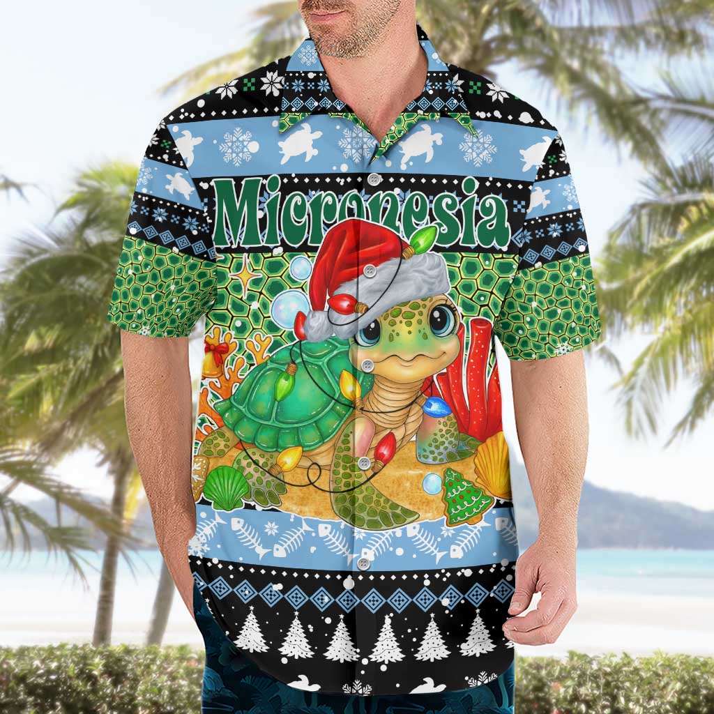 Micronesia Christmas Hawaiian Shirt with Santa Turtle Coral Reef and Holiday Ocean Pattern TS04 - Polynesian Pride