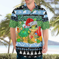 Micronesia Christmas Hawaiian Shirt with Santa Turtle Coral Reef and Holiday Ocean Pattern TS04 - Polynesian Pride
